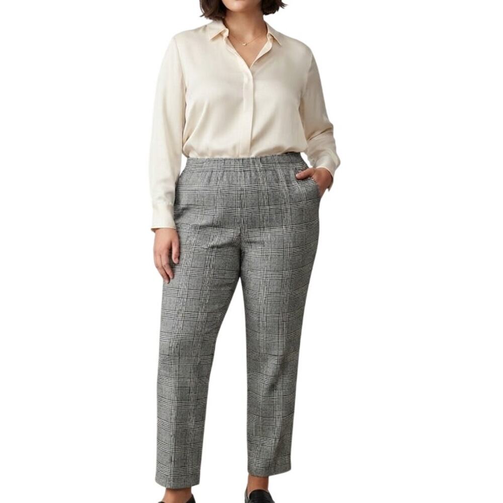 Jeno Newmen Grey Glen Plaid Trousers Classic Office Business Plus Size 2X